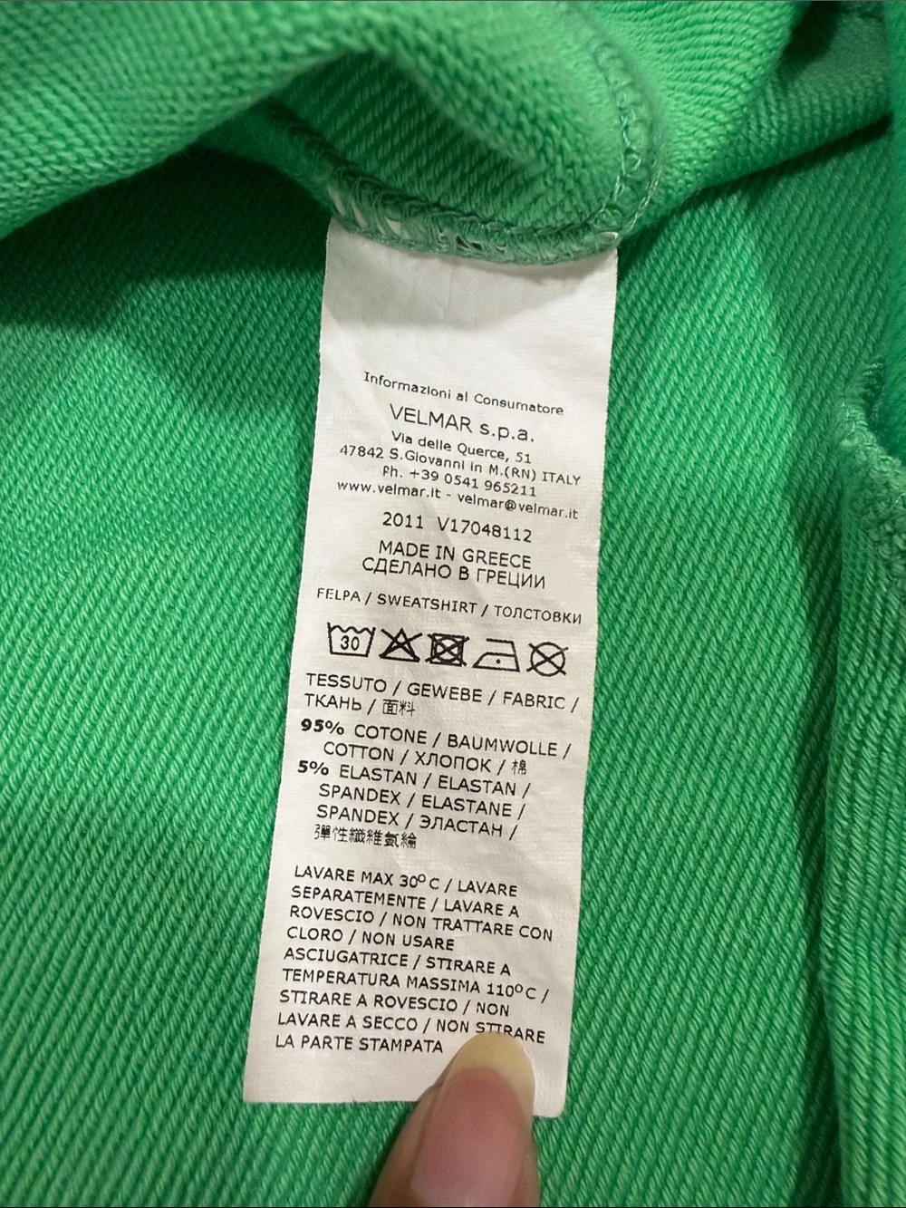 Moschino Underwear Men’s Green Crewneck Sweatshirt Size Large